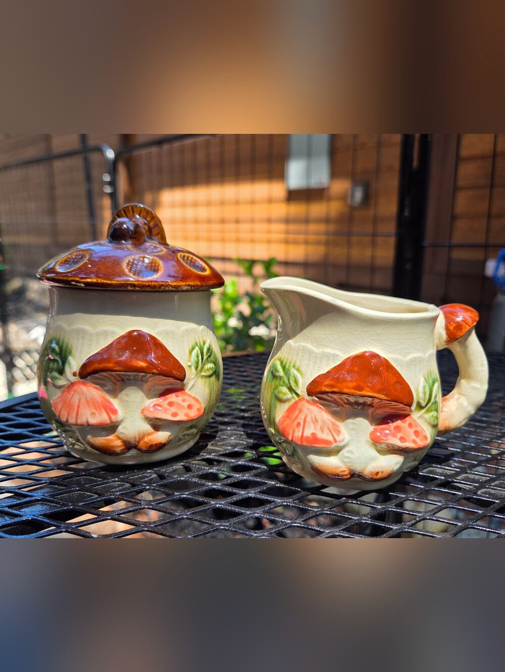 Iconic 1970s Empress By Haruta Mushroom Creamer And Sugar Bowl With Lid